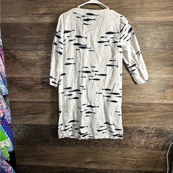 Talbots White and Blue Fish Print Dress Sundress - Picture 8 of 8